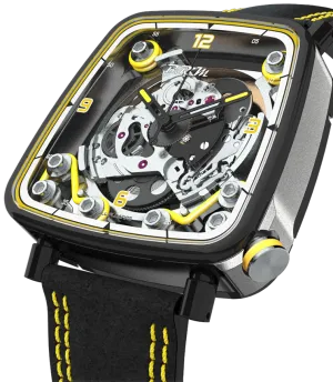 B.R.M Uhren B.R.M. Uhren FF39-40 Grau Titan Schwarz PVD Gelbe Uhr