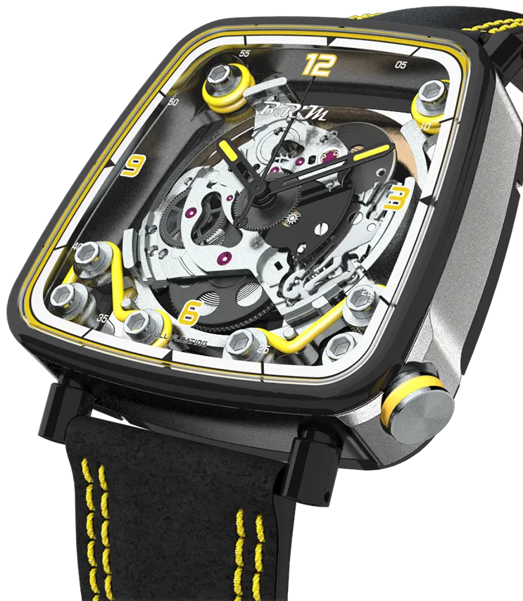 B.R.M Uhren B.R.M. Uhren FF39-40 Grau Titan Schwarz PVD Gelbe Uhr