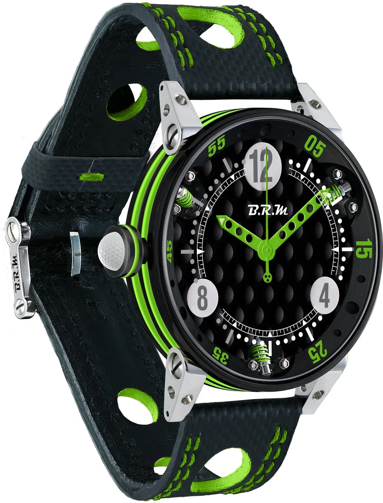 B.R.M Uhren B.R.M. Uhren Golf Master Herrenuhr Limettengrün Rote Zeiger