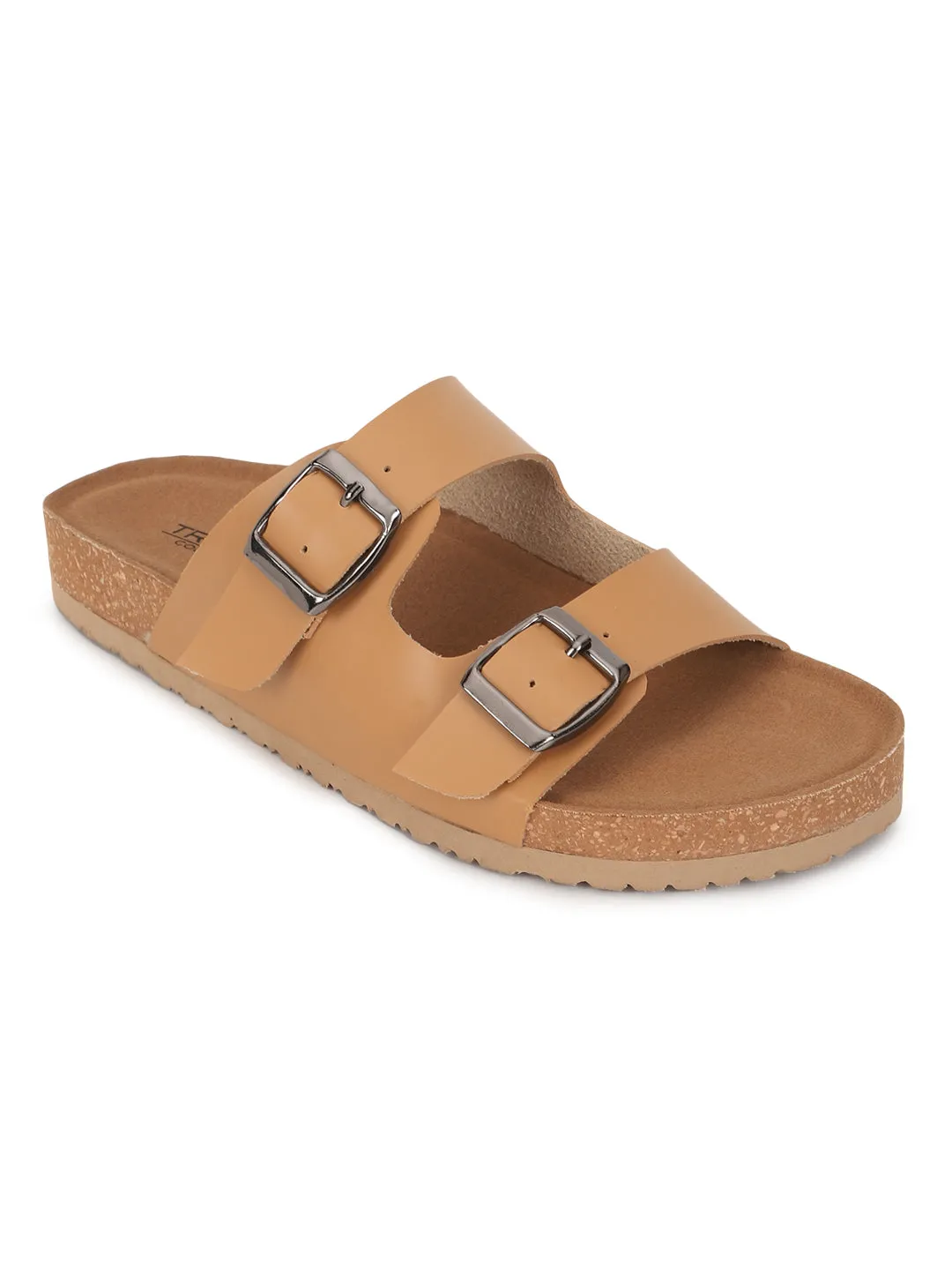Camel PU Kork-Latex-Einlegesohle Flats (TC-070203-CML)