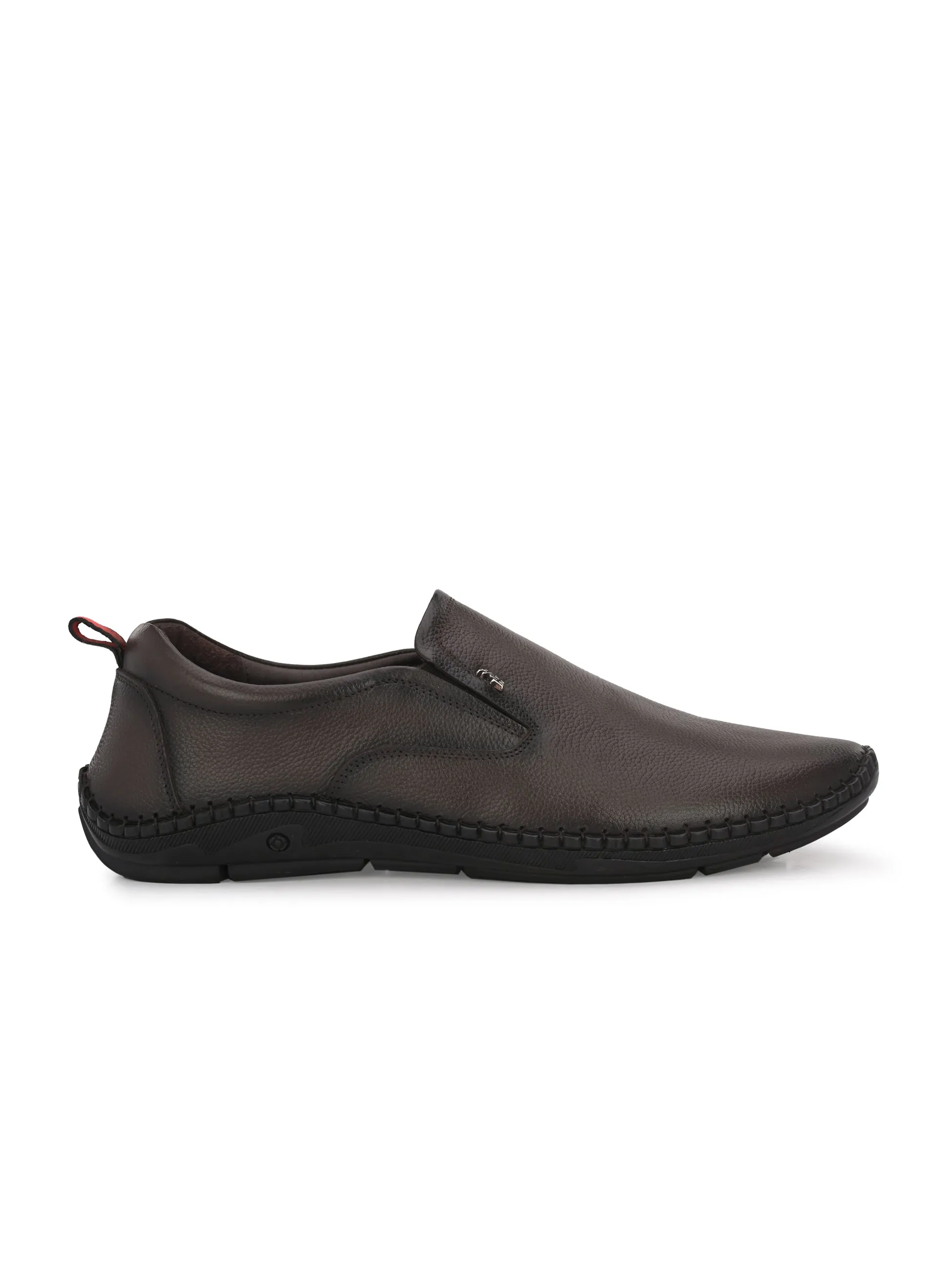HITZ102 Herren Braune Leder Bequeme Schlupfschuhe