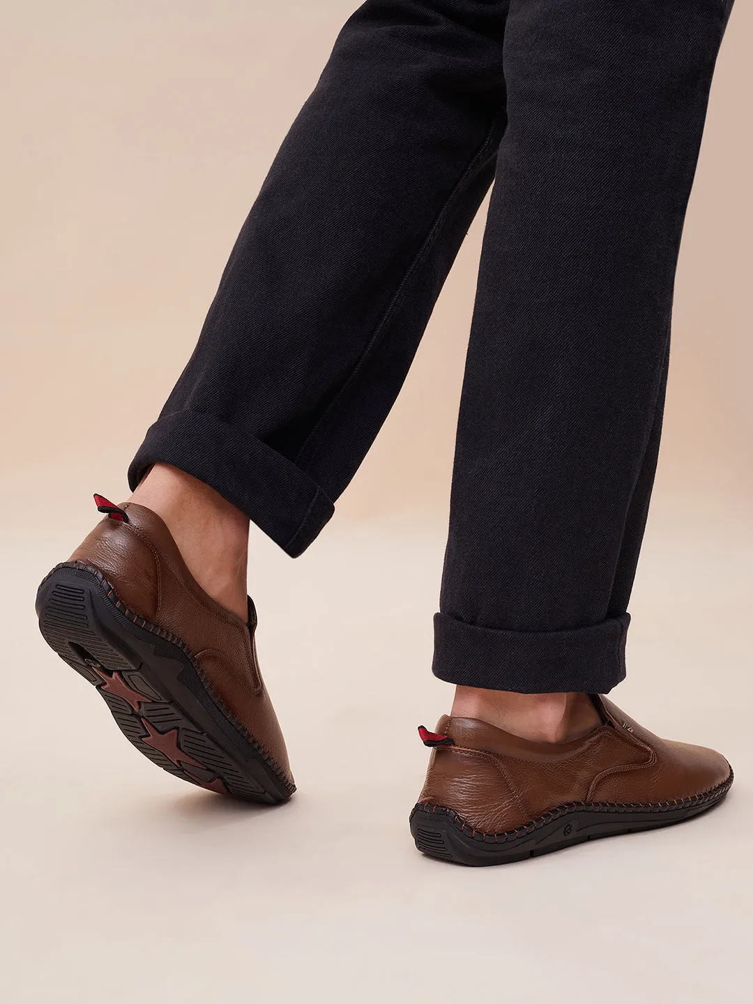 HITZ102 Herren Casual Schlupfschuhe aus braunem Leder
