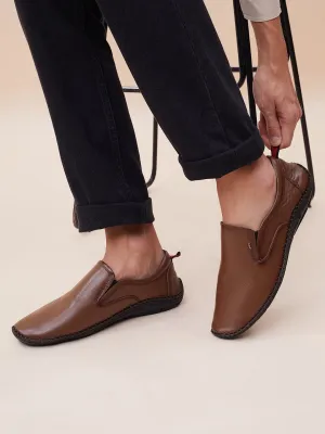 HITZ102 Herren Casual Schlupfschuhe aus braunem Leder