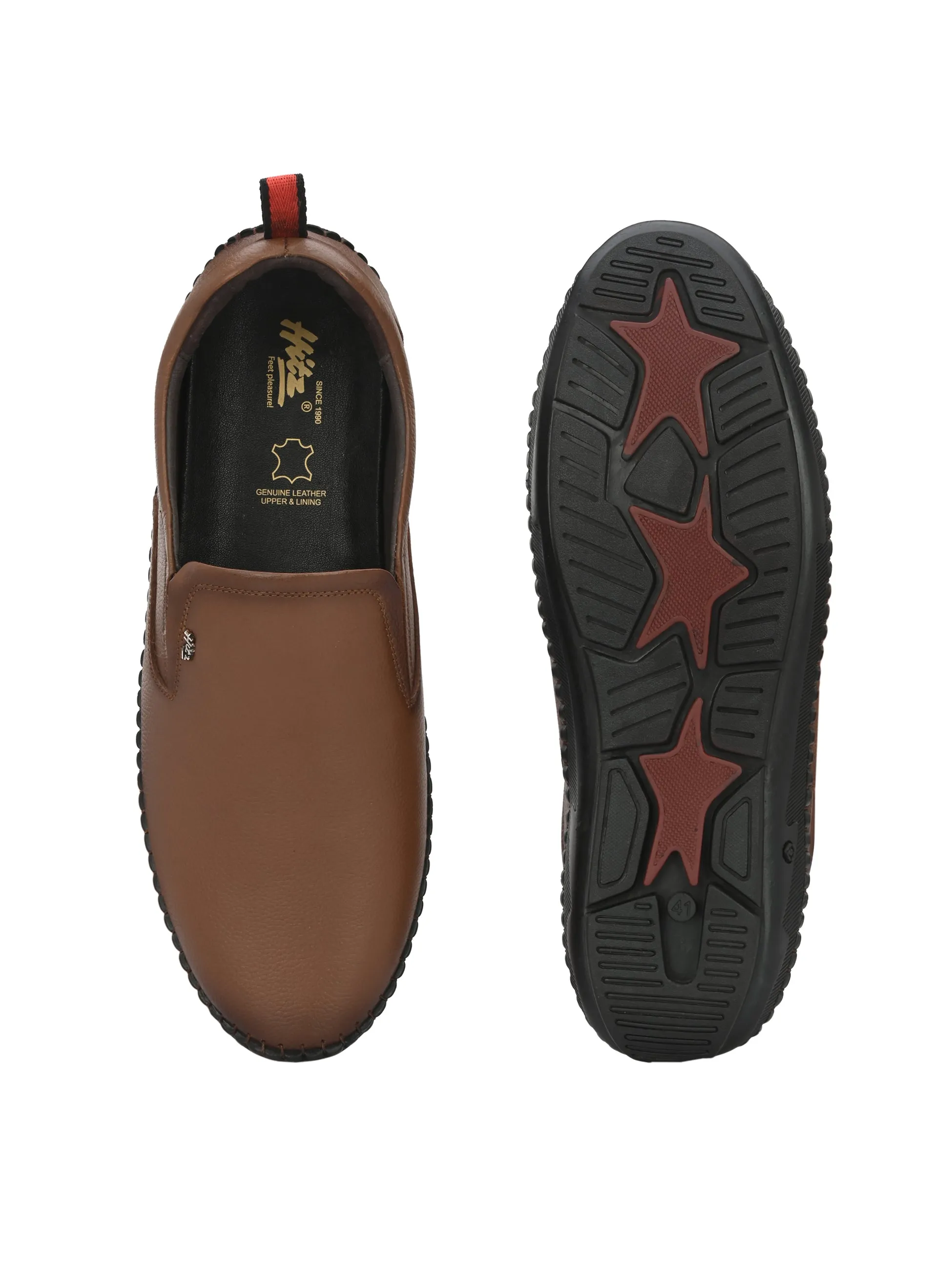 HITZ102 Herren Casual Schlupfschuhe aus braunem Leder