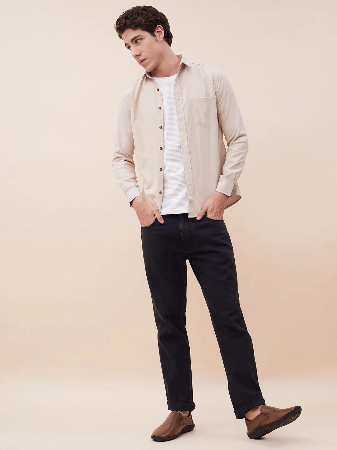 HITZ102 Herren Casual Schlupfschuhe aus braunem Leder