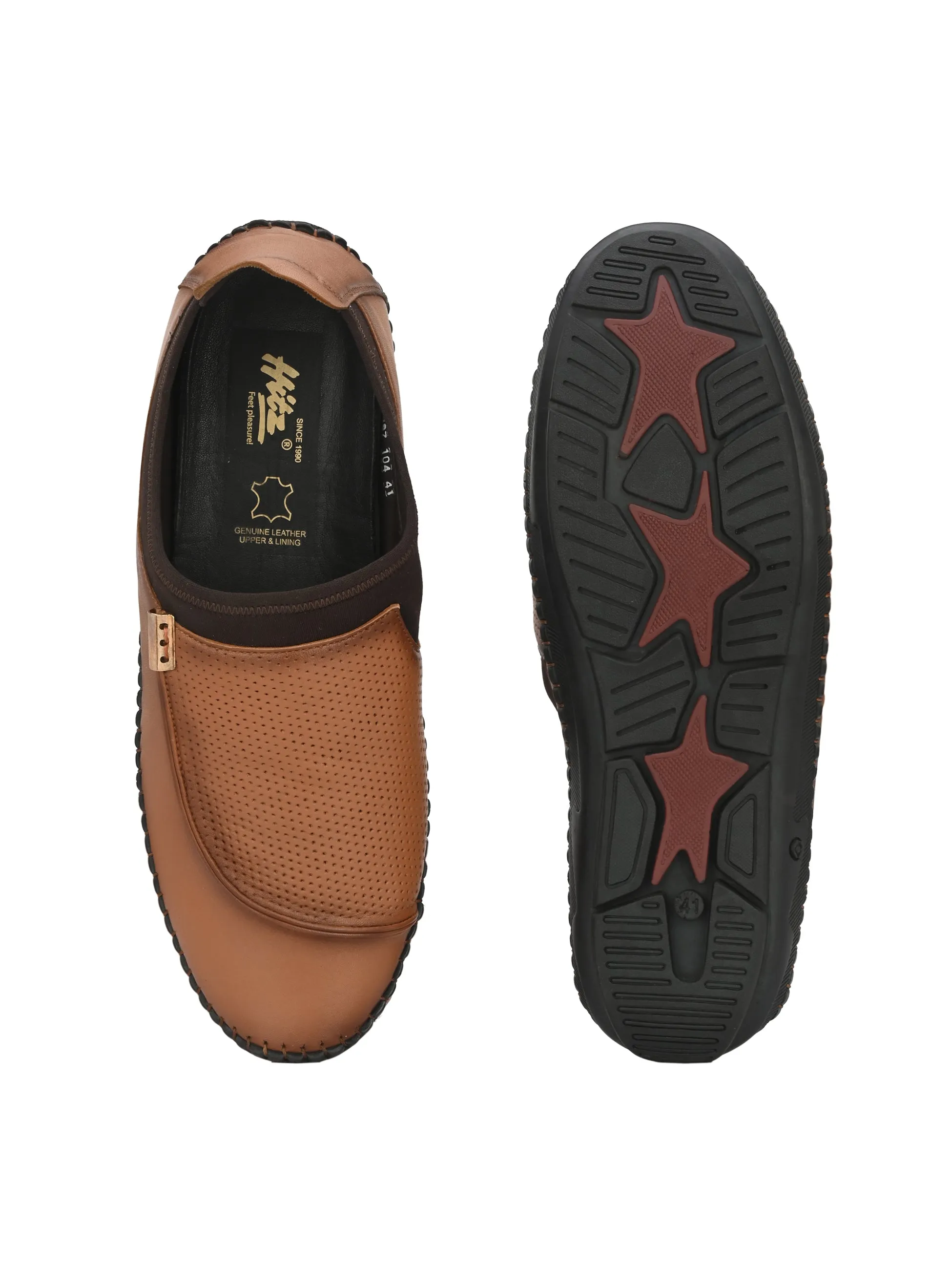HITZ104 Herren Casual Schlupfschuhe aus braunem Leder