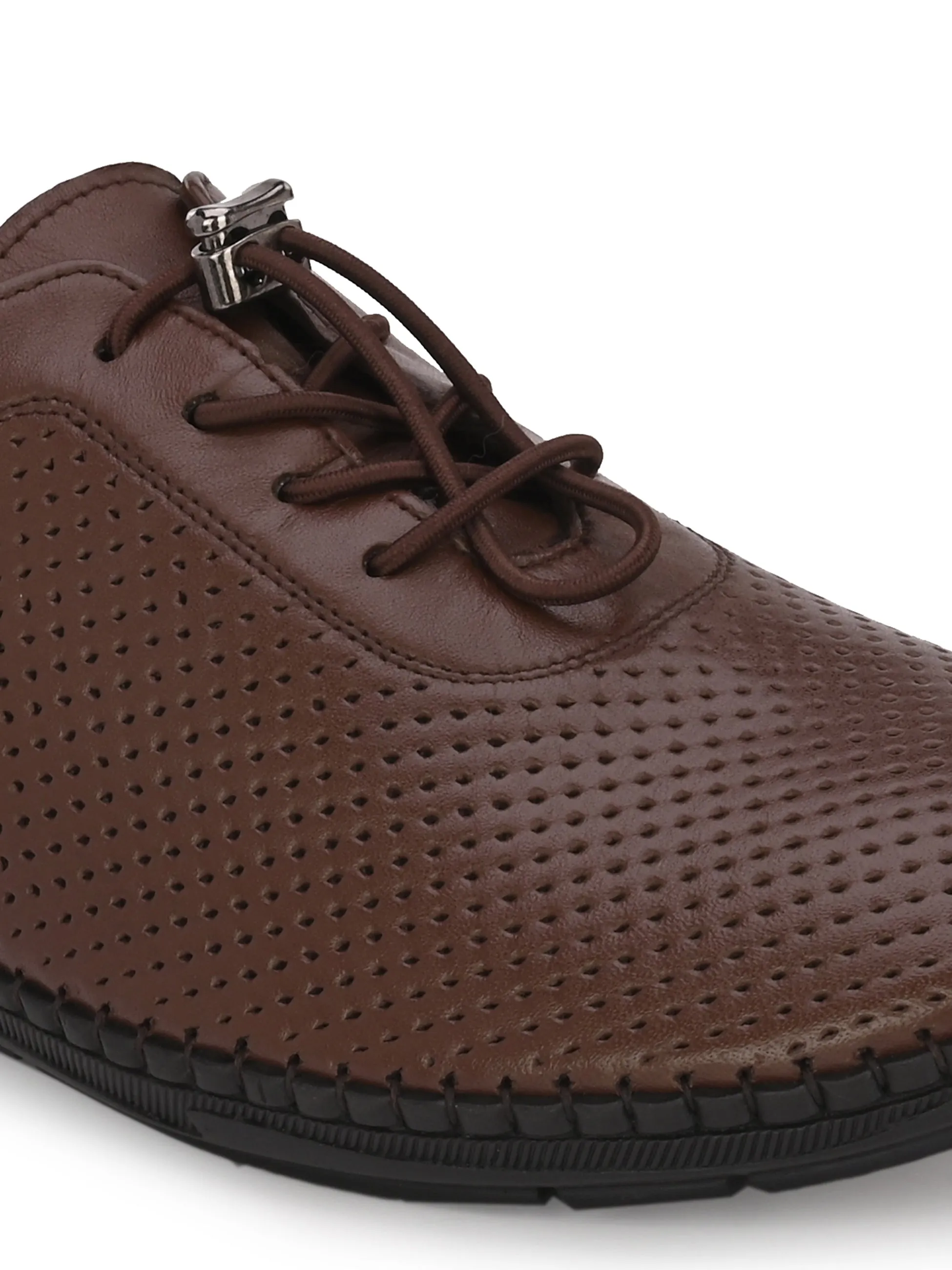 HITZ106 Herren Braune Leder Casual Schnürschuhe