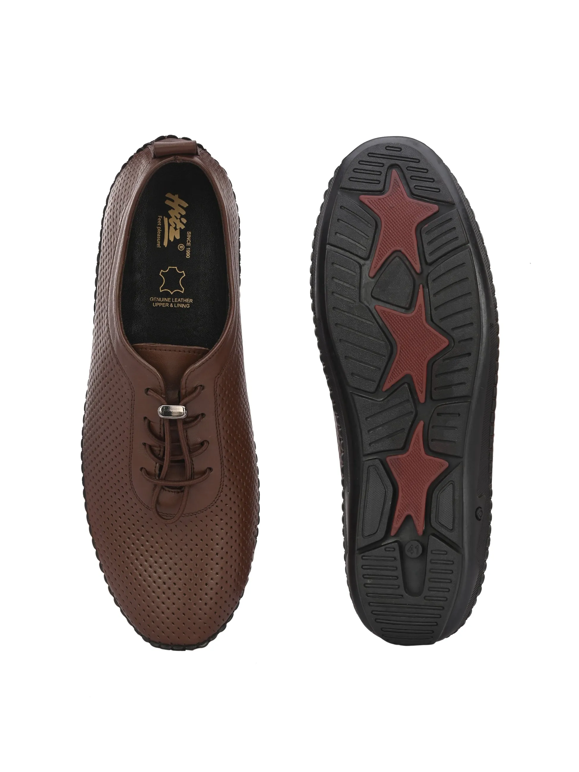 HITZ106 Herren Braune Leder Casual Schnürschuhe