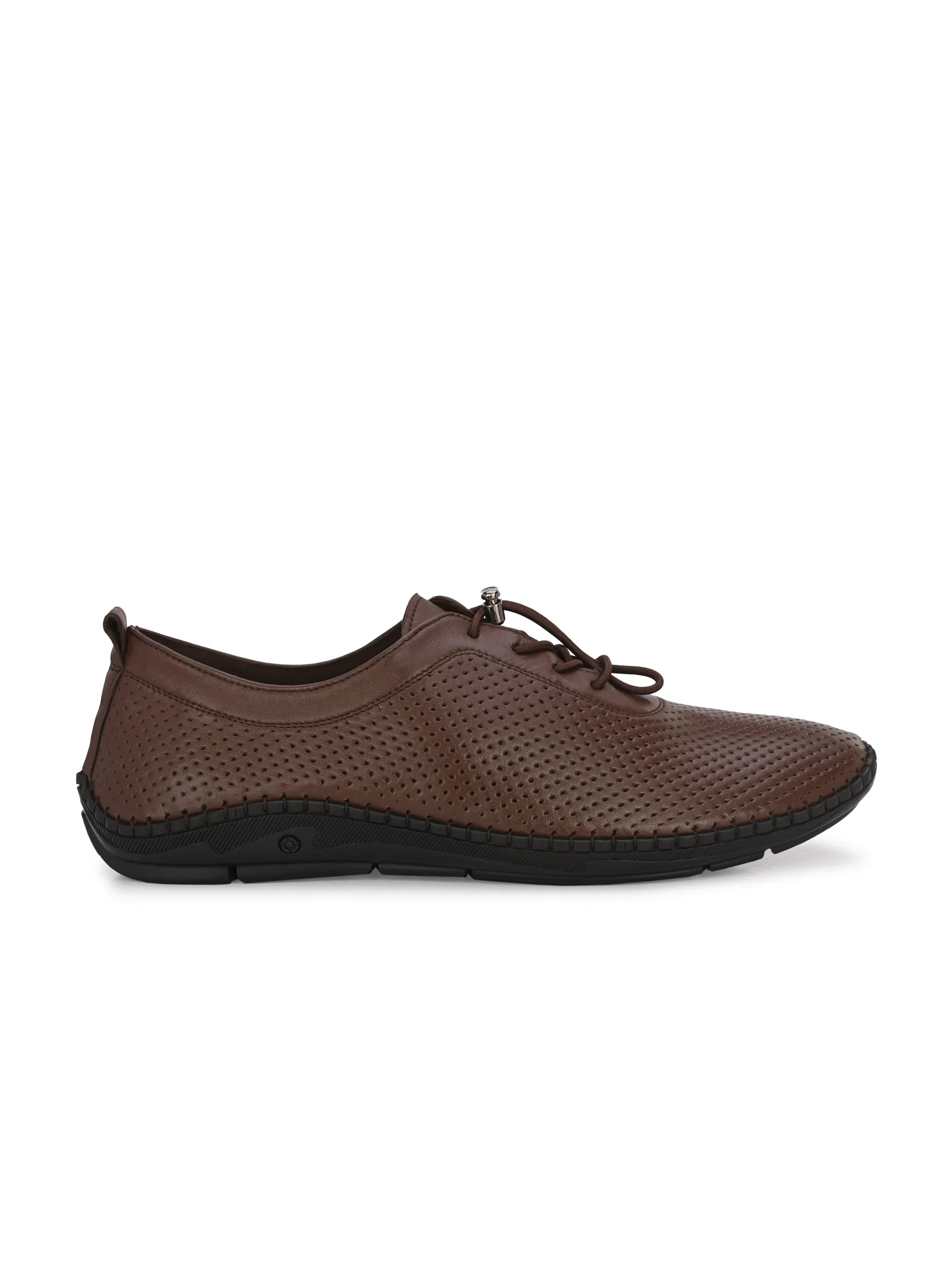 HITZ106 Herren Braune Leder Casual Schnürschuhe