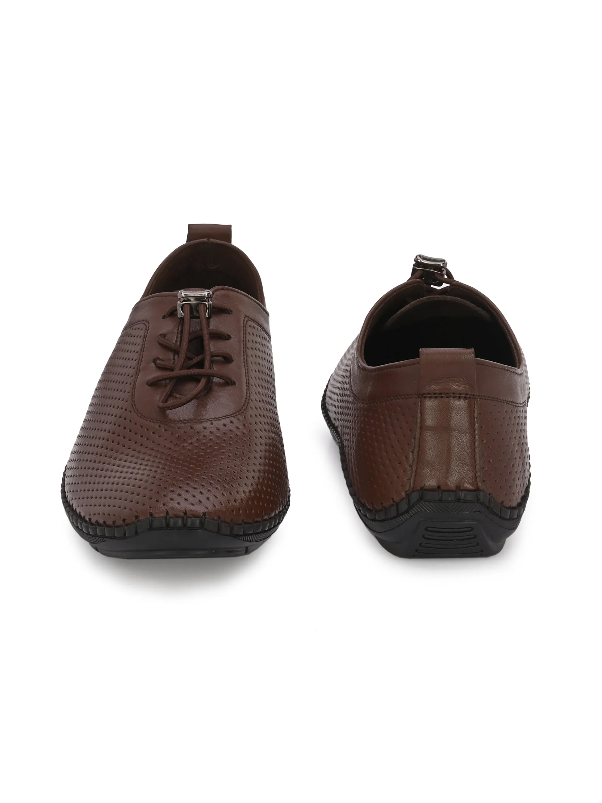 HITZ106 Herren Braune Leder Casual Schnürschuhe