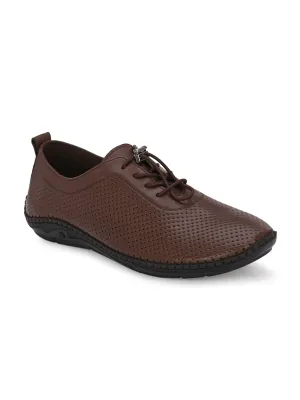 HITZ106 Herren Braune Leder Casual Schnürschuhe