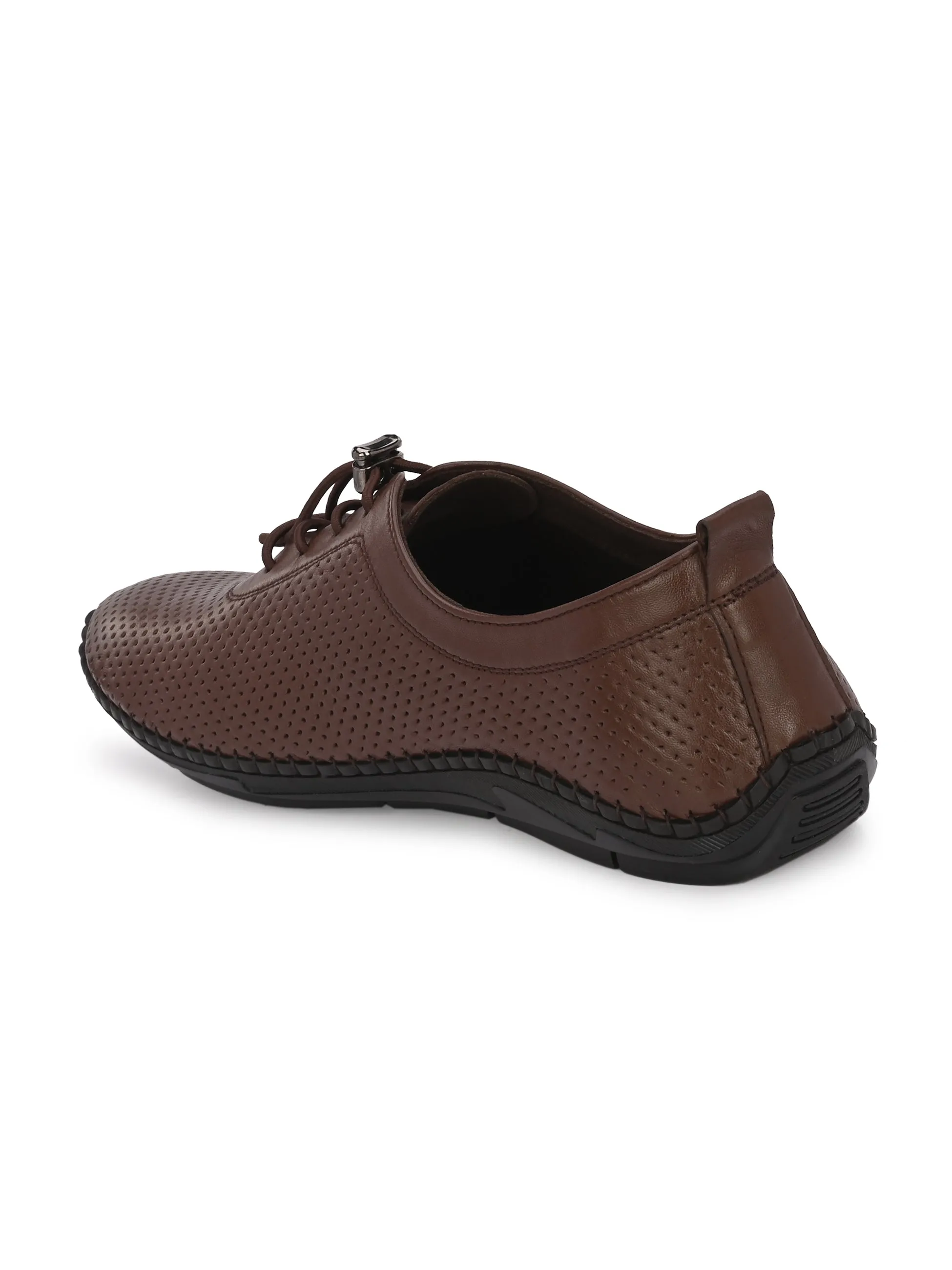 HITZ106 Herren Braune Leder Casual Schnürschuhe