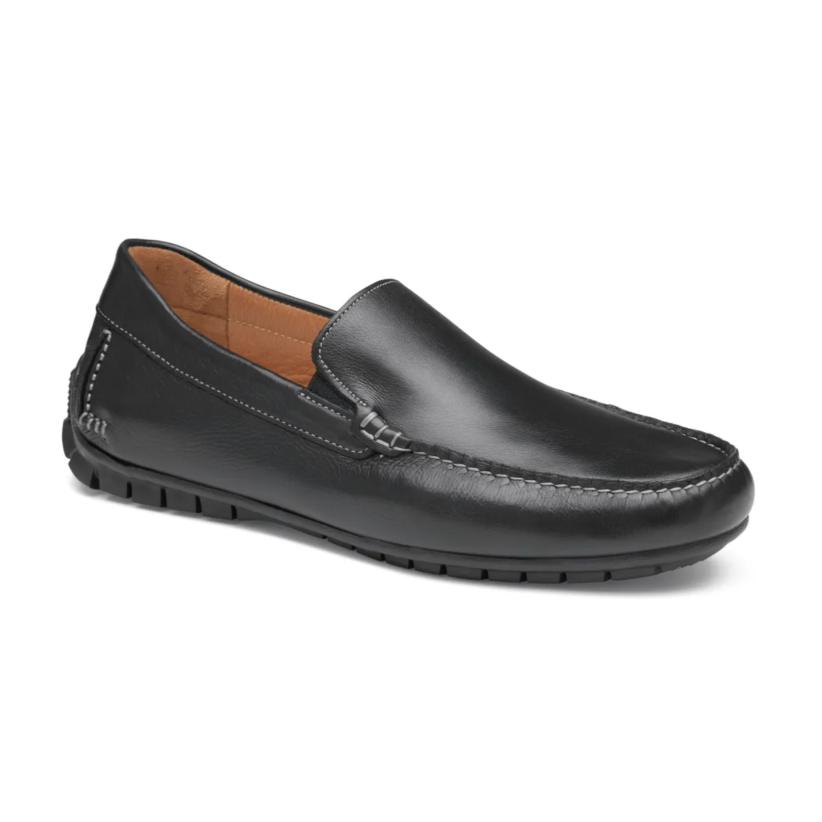 Johnston & Murphy Herren Cort Moc Venetian Schwarz Vollnarbenleder