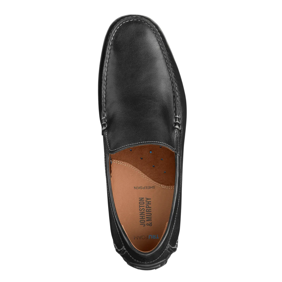Johnston & Murphy Herren Cort Moc Venetian Schwarz Vollnarbenleder