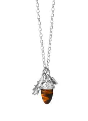 Karen Walker Schmuck Karen Walker - Eichel- und Blatt-Anhänger 50cm - Tigerauge