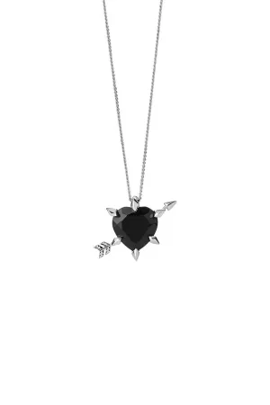 Karen Walker Schmuck Karen Walker - Cupid's Pfeil und Herz Halskette Silber Onyx 45CM