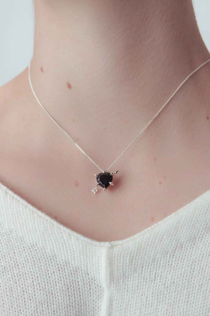 Karen Walker Schmuck Karen Walker - Cupid's Pfeil und Herz Halskette Silber Onyx 45CM