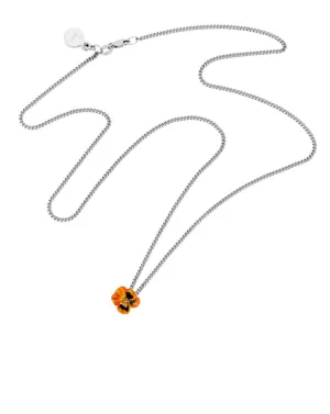 Karen Walker Schmuck Karen Walker - Emaille-Blumen-Anhänger mit 3mm Citrin an einer 45cm Kette