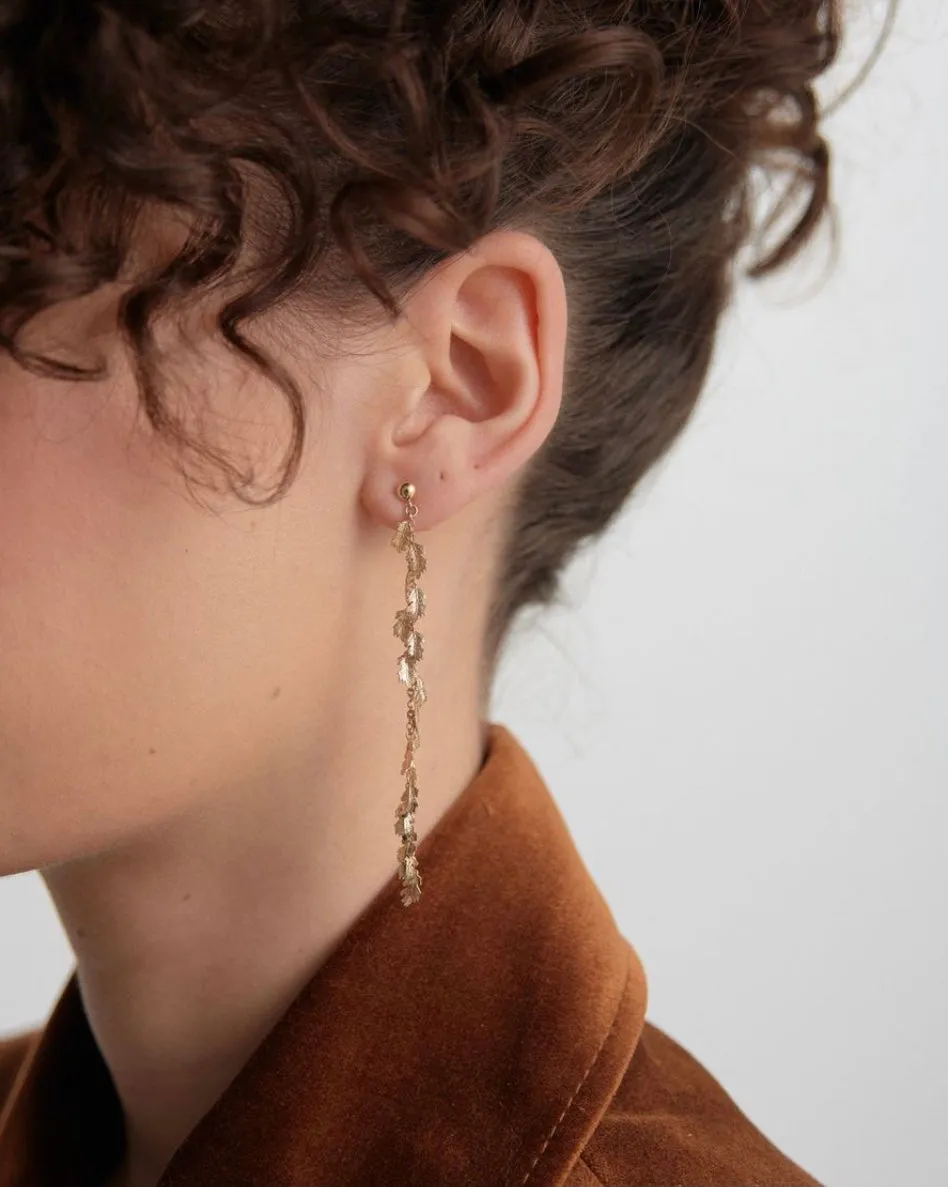 Karen Walker Schmuck Karen Walker - Blatt Tropfen Ohrringe - Gold Plated