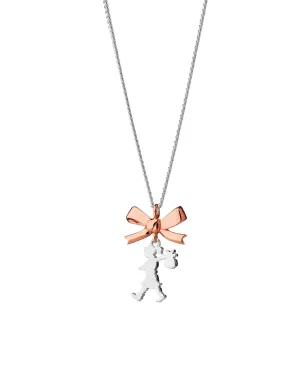 Karen Walker Schmuck Karen Walker - Mini Mädchen Mit Schleife Halskette 9 Karat Roségold & Sterlingsilber 45cm