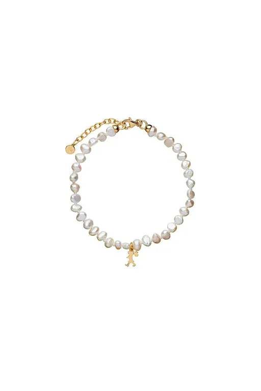 Karen Walker Schmuck Karen Walker - Mini Mädchen mit Perlen Armband Goldfarben