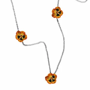 Karen Walker Schmuck Karen Walker Stiefmütterchen Halskette, Kleine Stiefmütterchen - Silber, Gelbe Emaille, Citrin