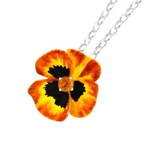 Karen Walker Schmuck Karen Walker Stiefmütterchen Anhänger, Großes Stiefmütterchen - Silber, Gelbe Emaille, Citrin