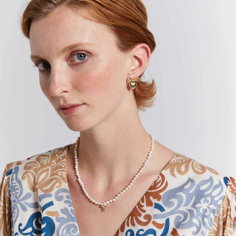 Karen Walker Schmuck Karen Walker Petite Schleife Mit Perlen Halskette - Gelbgold Beschichtung