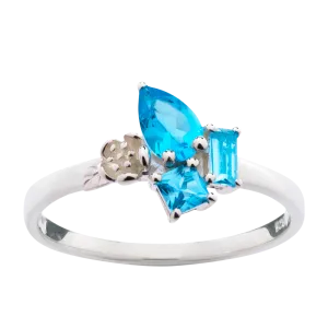 Karen Walker Schmuck Karen Walker Rock Garden Mini Ring - Silber, Blauer Topas