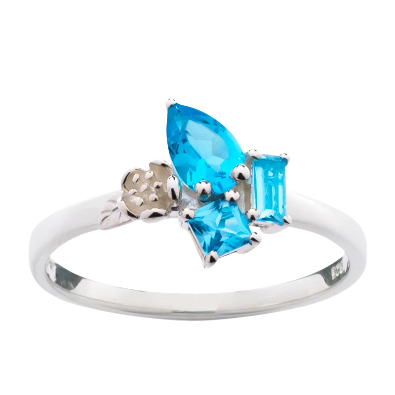 Karen Walker Schmuck Karen Walker Rock Garden Mini Ring - Silber, Blauer Topas