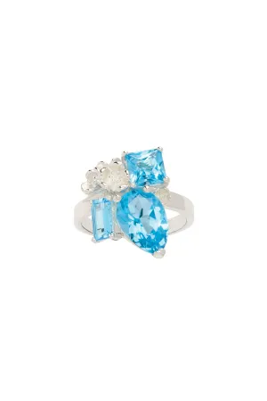 Karen Walker Schmuck Karen Walker Rock Garden Ring - Silber, Blauer Topas