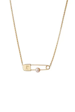 Karen Walker Schmuck Karen Walker - Runaway Sicherheitsnadelkette vergoldet mit Süßwasserperle