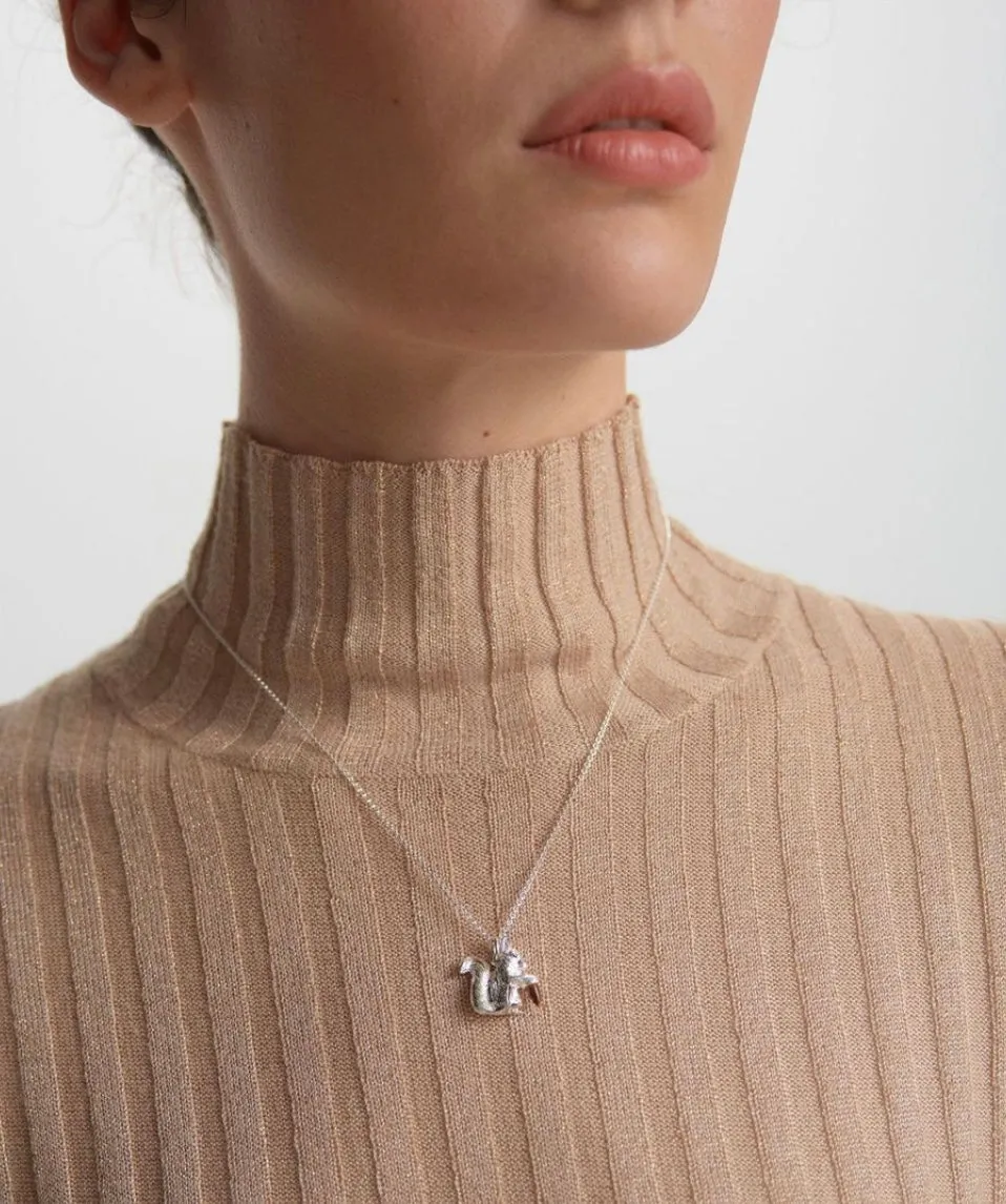 Karen Walker Schmuck Karen Walker - Eichhörnchen Halskette - Silber Tigerauge - Blauer Saphir