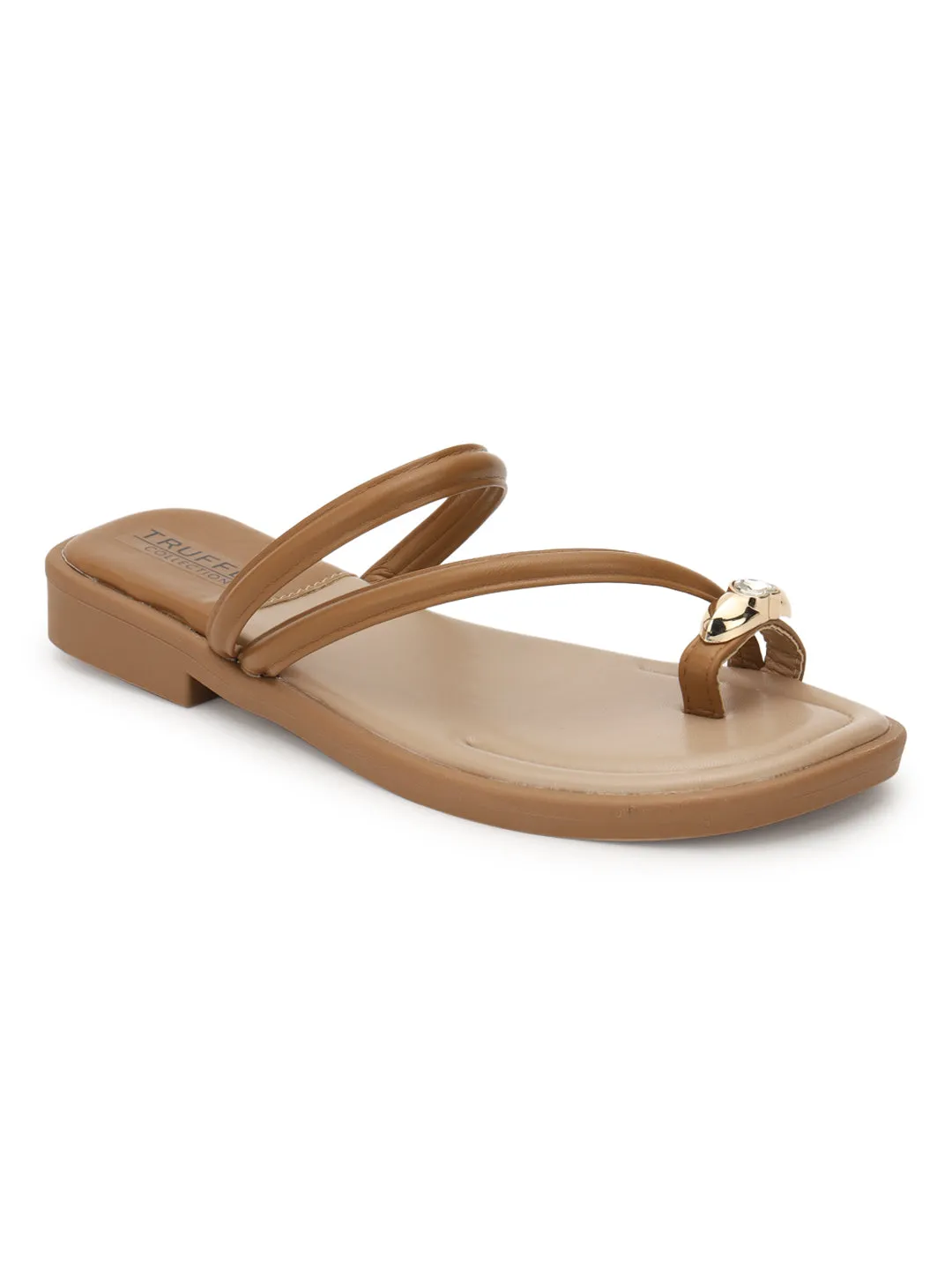 Khaki PU Diamant-Zehring-Slip-On-Flats (TC-RS3595-KHA)