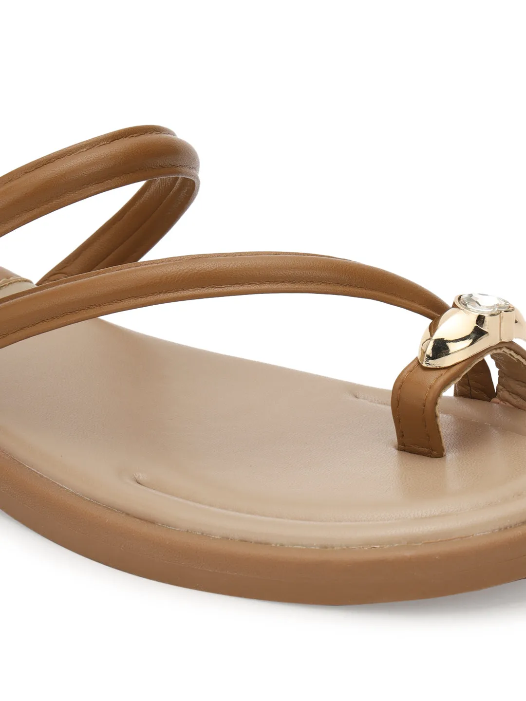 Khaki PU Diamant-Zehring-Slip-On-Flats (TC-RS3595-KHA)