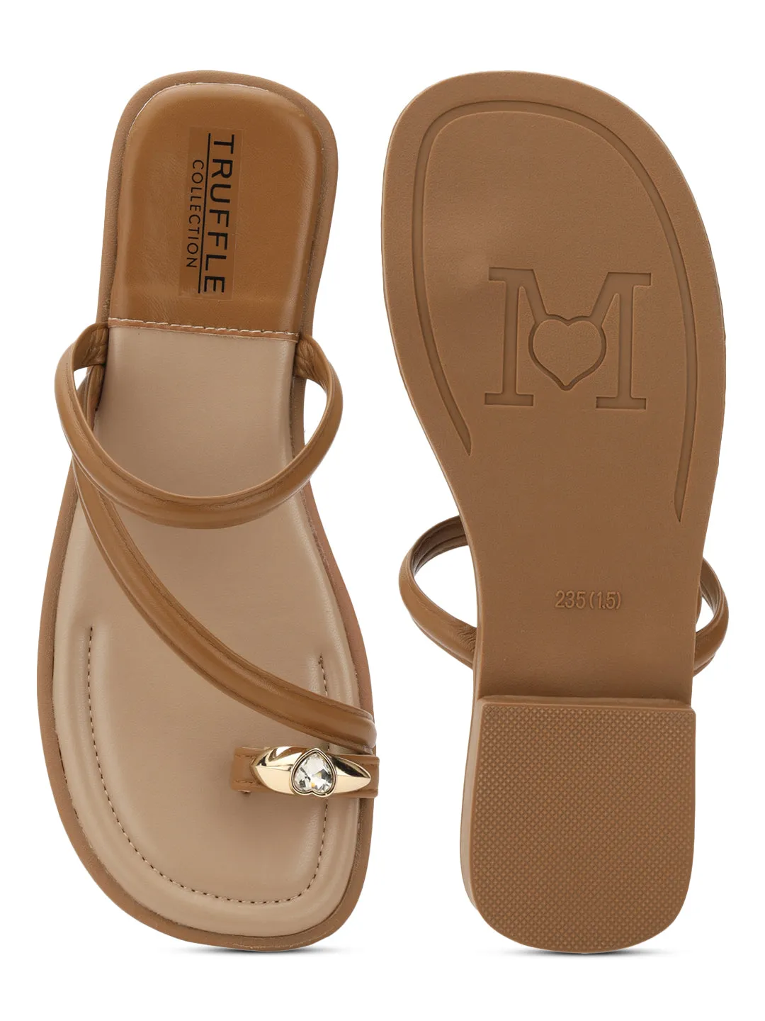 Khaki PU Diamant-Zehring-Slip-On-Flats (TC-RS3595-KHA)
