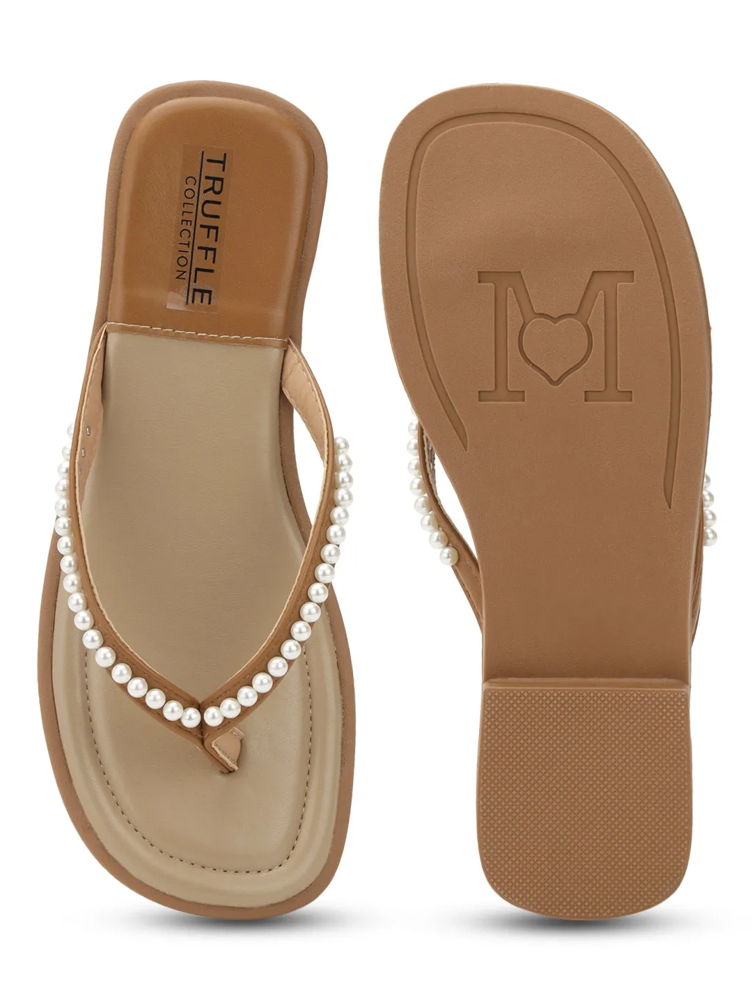 Khaki PU Perlen-Slip-On Flats (TC-RS3594-KHA)
