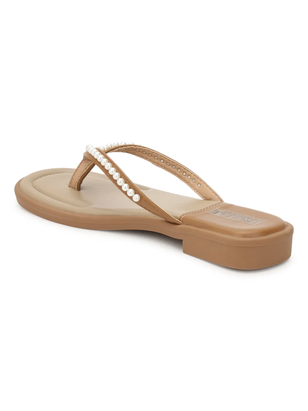 Khaki PU Perlen-Slip-On Flats (TC-RS3594-KHA)