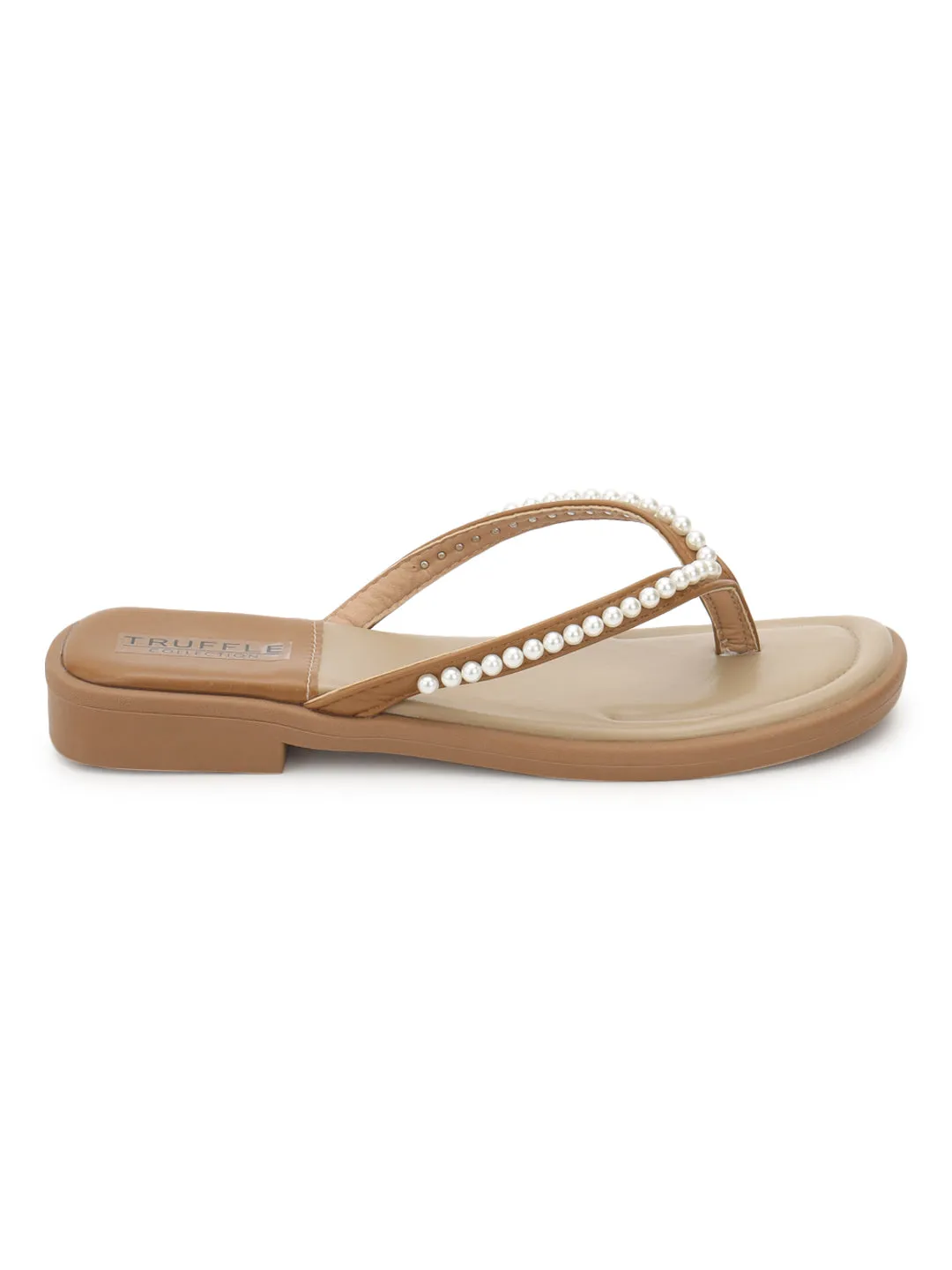 Khaki PU Perlen-Slip-On Flats (TC-RS3594-KHA)