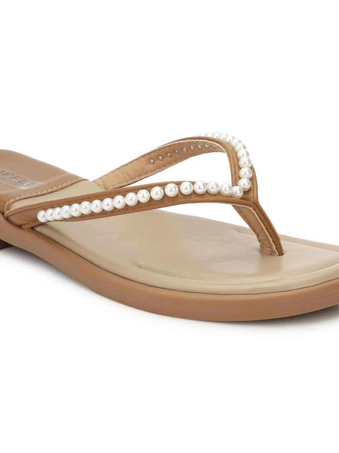 Khaki PU Perlen-Slip-On Flats (TC-RS3594-KHA)