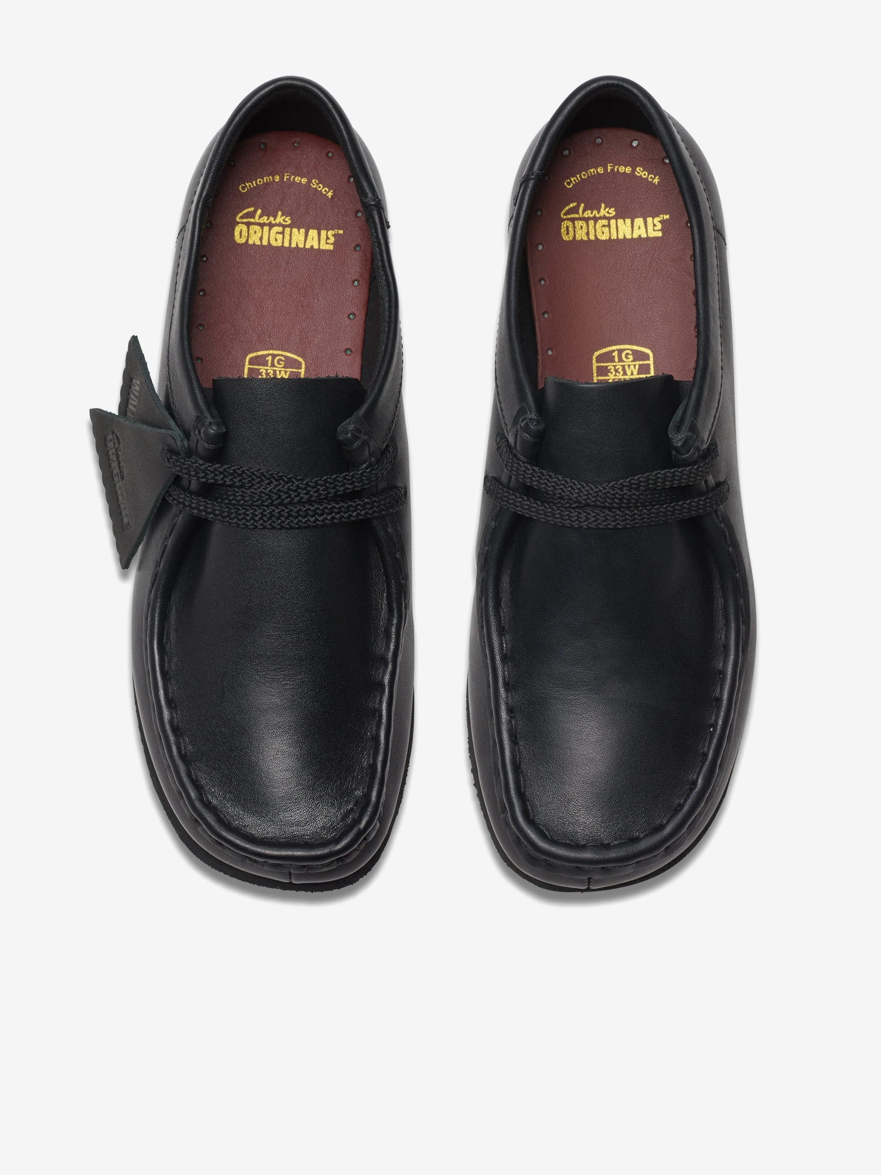 Kinder Wallabee Lederschuhe in Schwarz