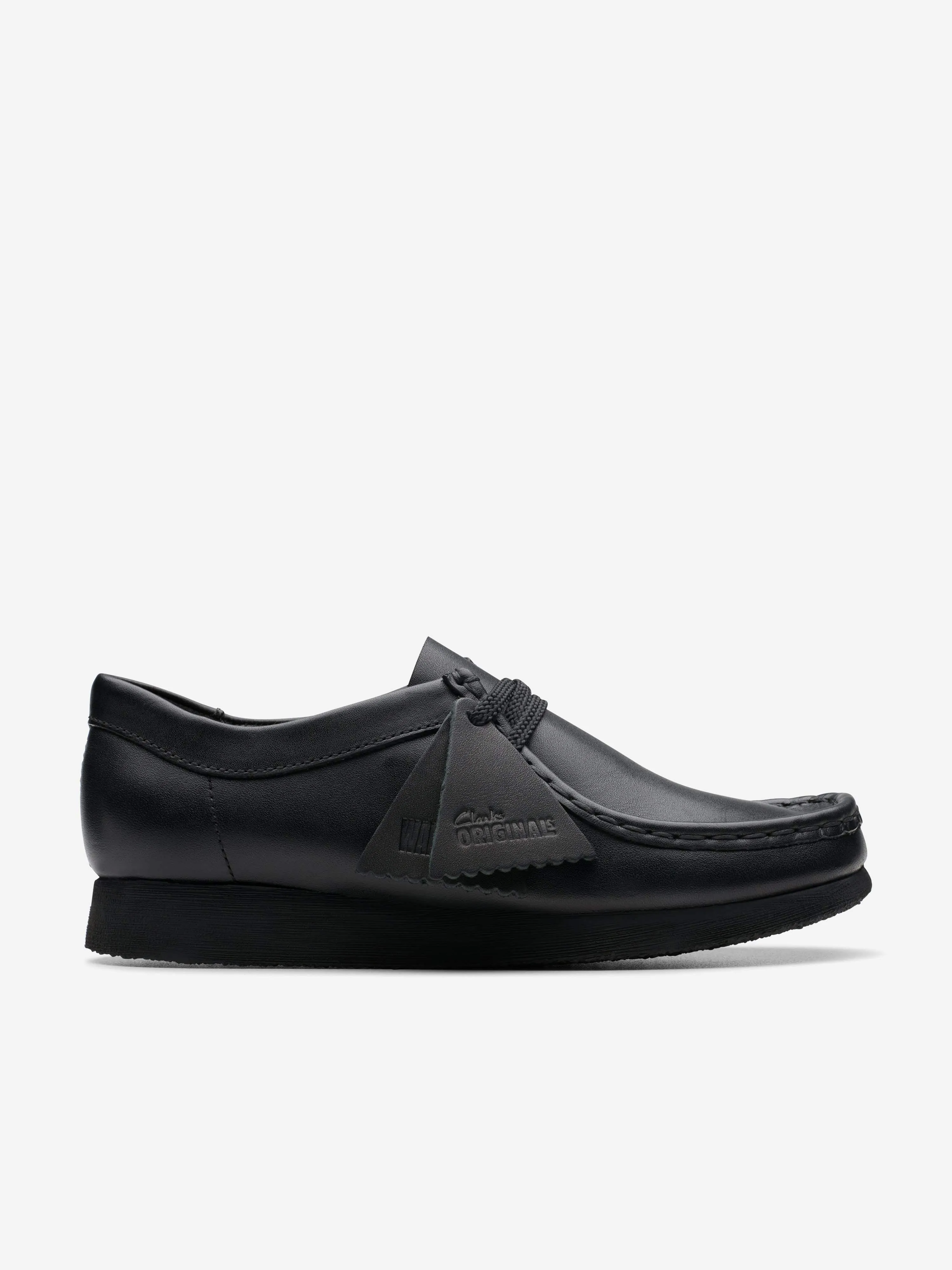 Kinder Wallabee Lederschuhe in Schwarz