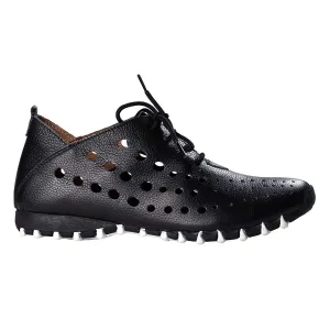 Litfoot Damen Oxford LF9010 Schwarz Leder