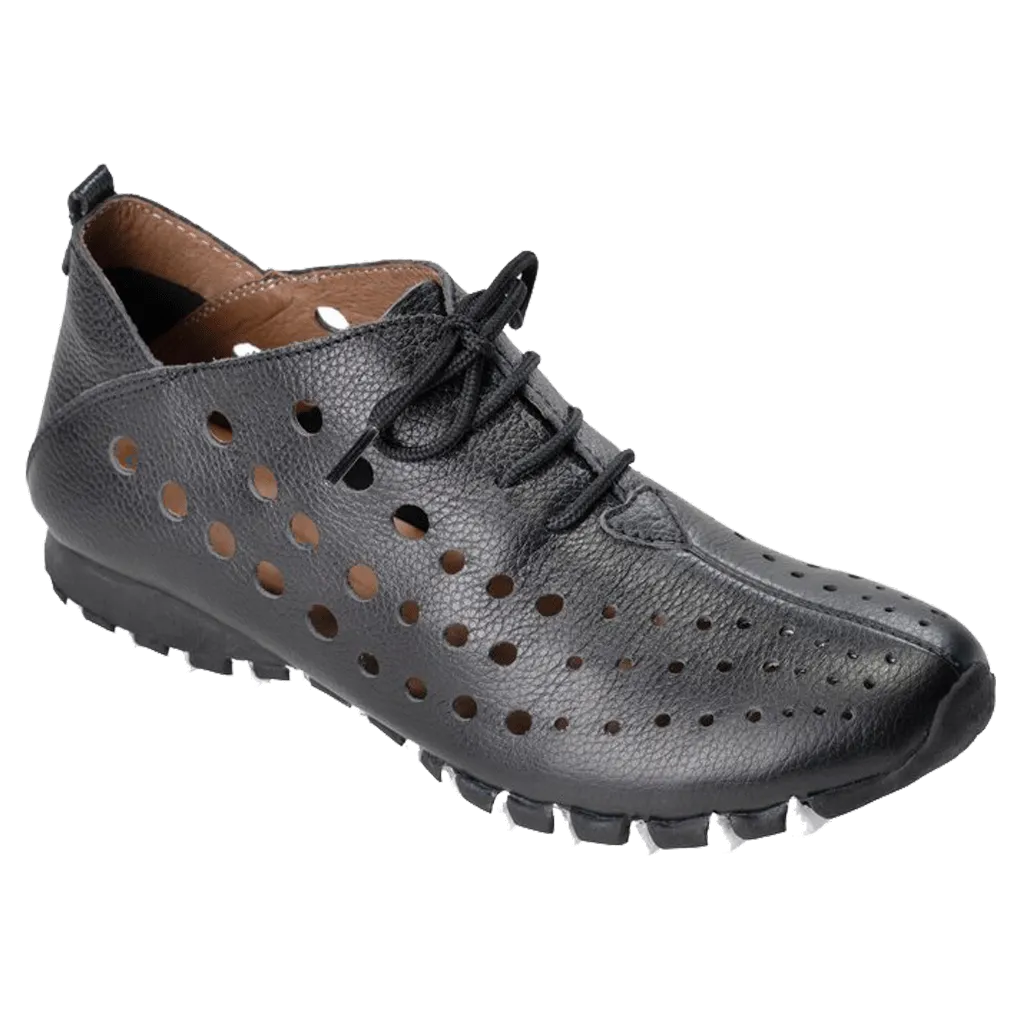 Litfoot Damen Oxford LF9010 Schwarzes Leder