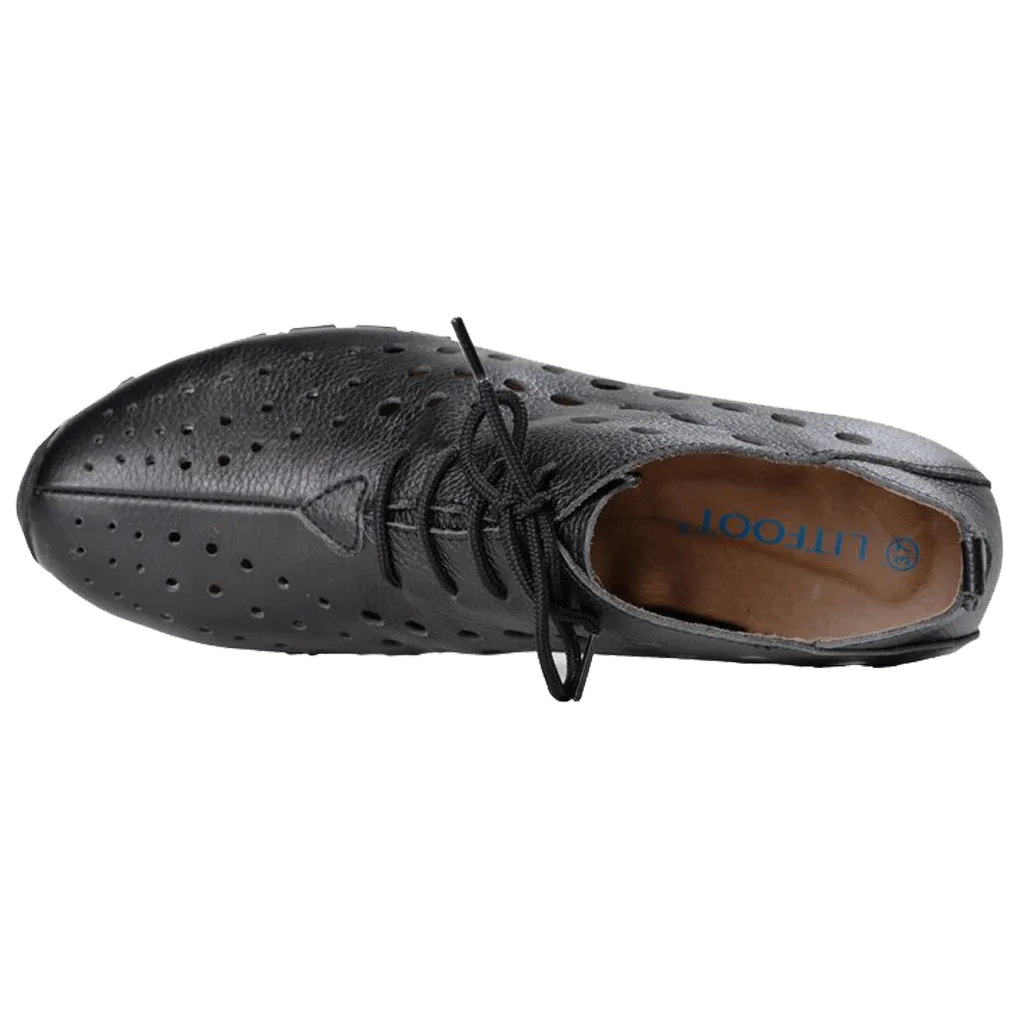Litfoot Damen Oxford LF9010 Schwarz Leder