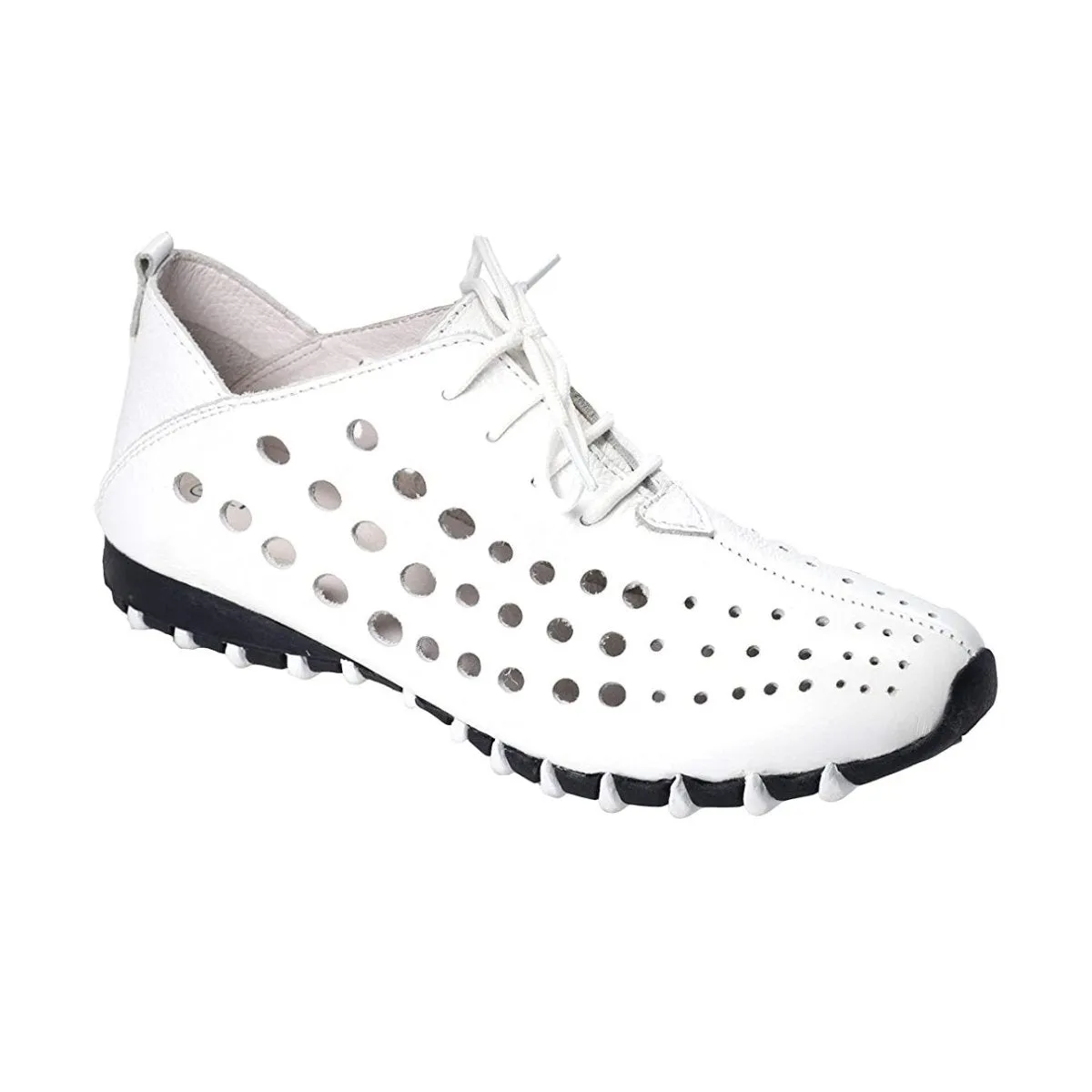 Litfoot Damen Oxford LF9010 Weißes Leder
