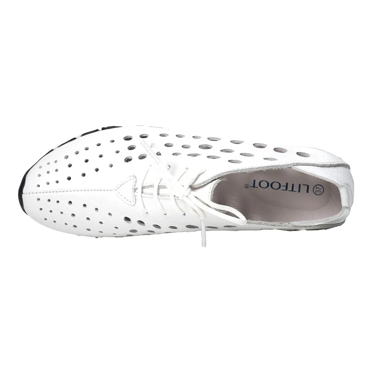 Litfoot Damen Oxford LF9010 Weißes Leder