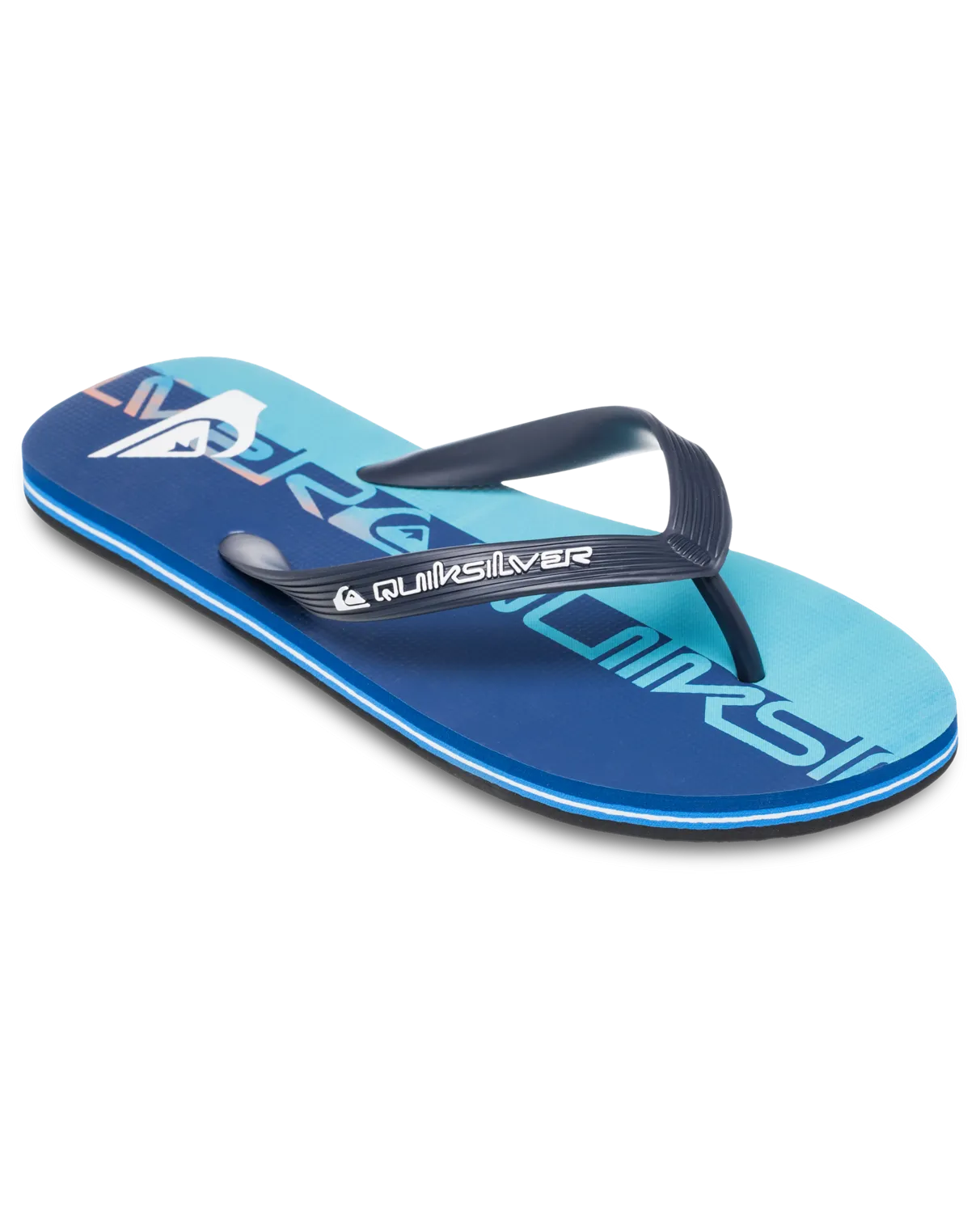 Molokai Art 25 Flip Flops in Nebulas Blau Wordblock