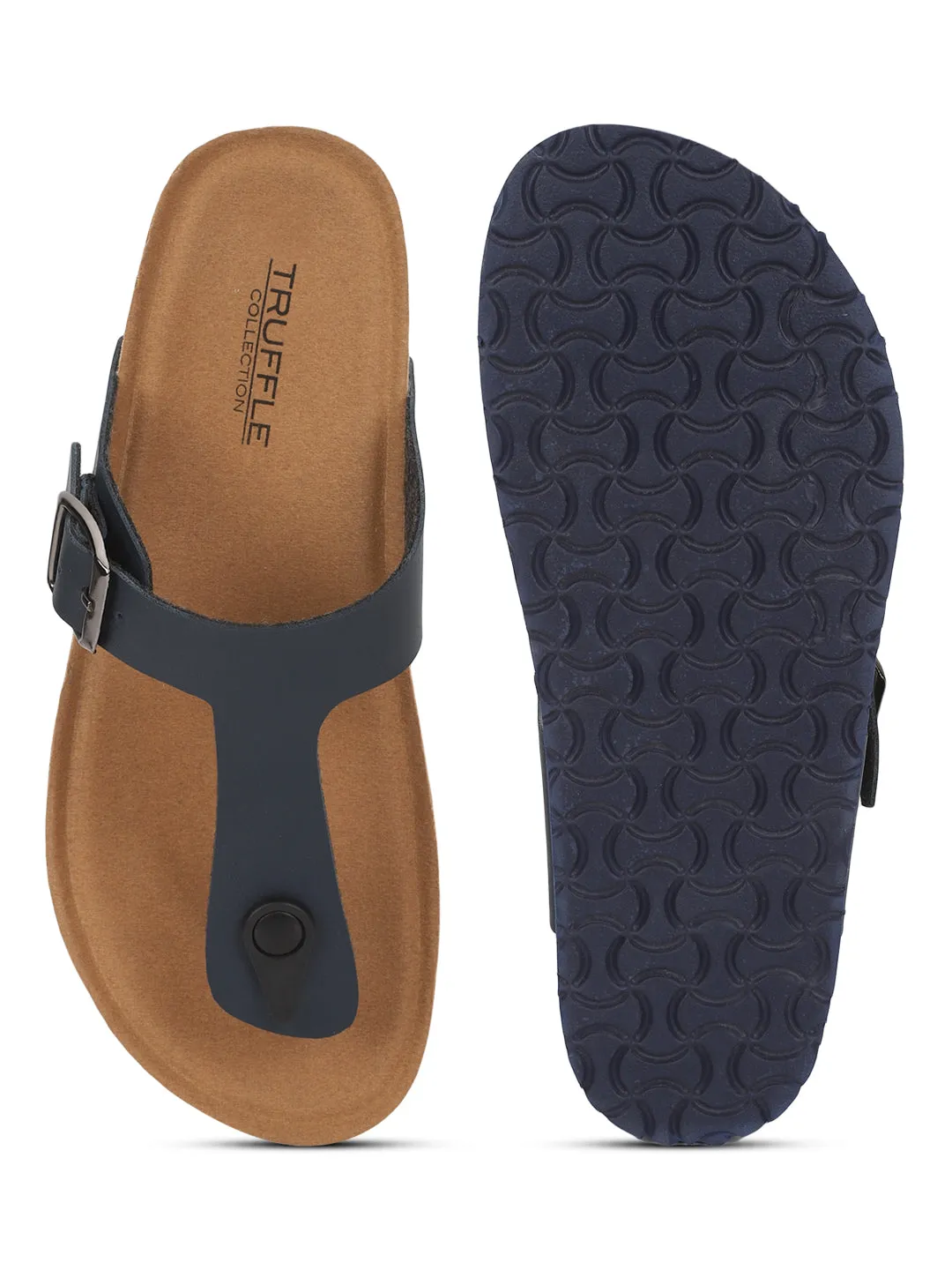 Marineblaue PU-Kork-Latex-Einlegesohlen Flats (TC-070202-NVY)