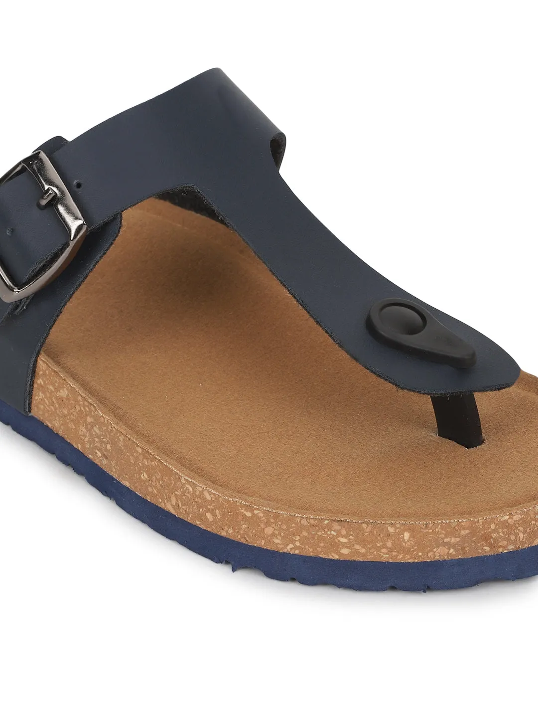 Marineblaue PU-Kork-Latex-Einlegesohlen Flats (TC-070202-NVY)